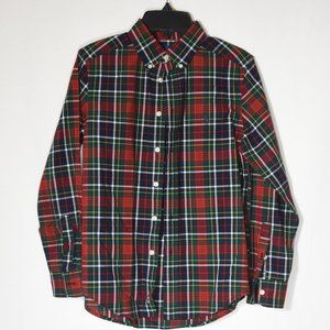 Ralph Lauren Boys NWT Red & Green Plaid LS Button-down Shirt, Size M (10-12)